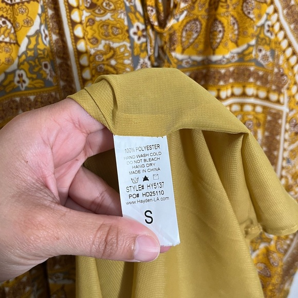 NWOT HAYDEN LA Mustard Quilted Mandala Print Woven Maxi Dress | size Small - Picture 14 of 15